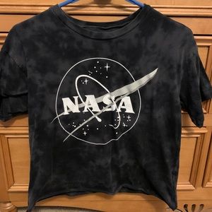 Black tie dye NASA cropped top